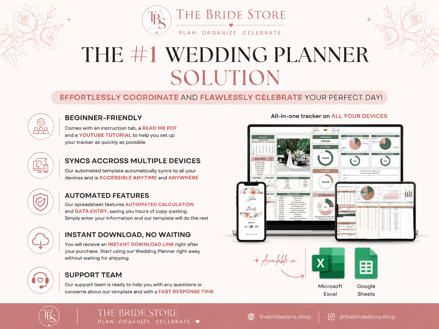 The Ultimate Wedding Planner | Complete Wedding Planning Spreadsheet & Digital Organizer