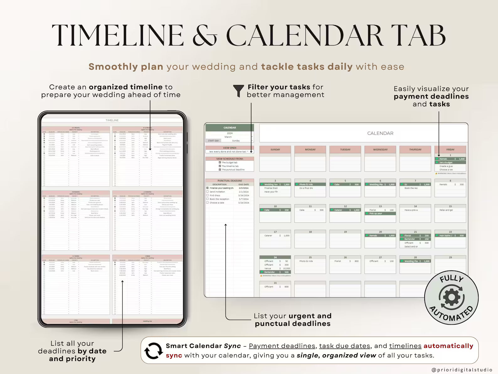 The Ultimate Wedding Planner | Complete Wedding Planning Spreadsheet & Digital Organizer