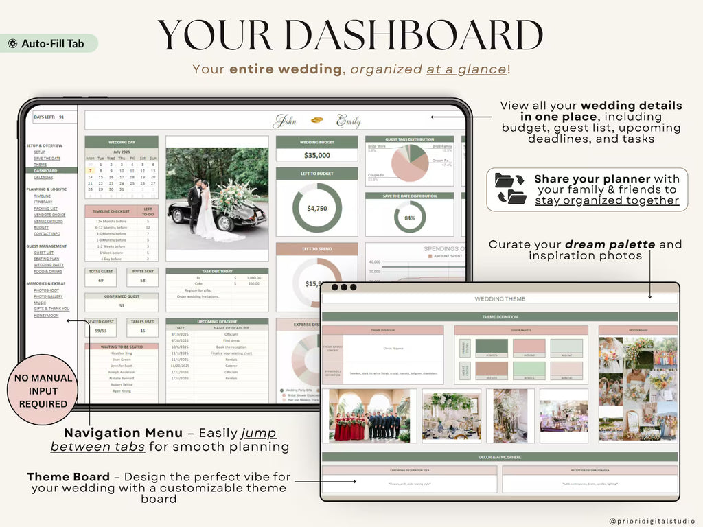 The Ultimate Wedding Planner | Complete Wedding Planning Spreadsheet & Digital Organizer