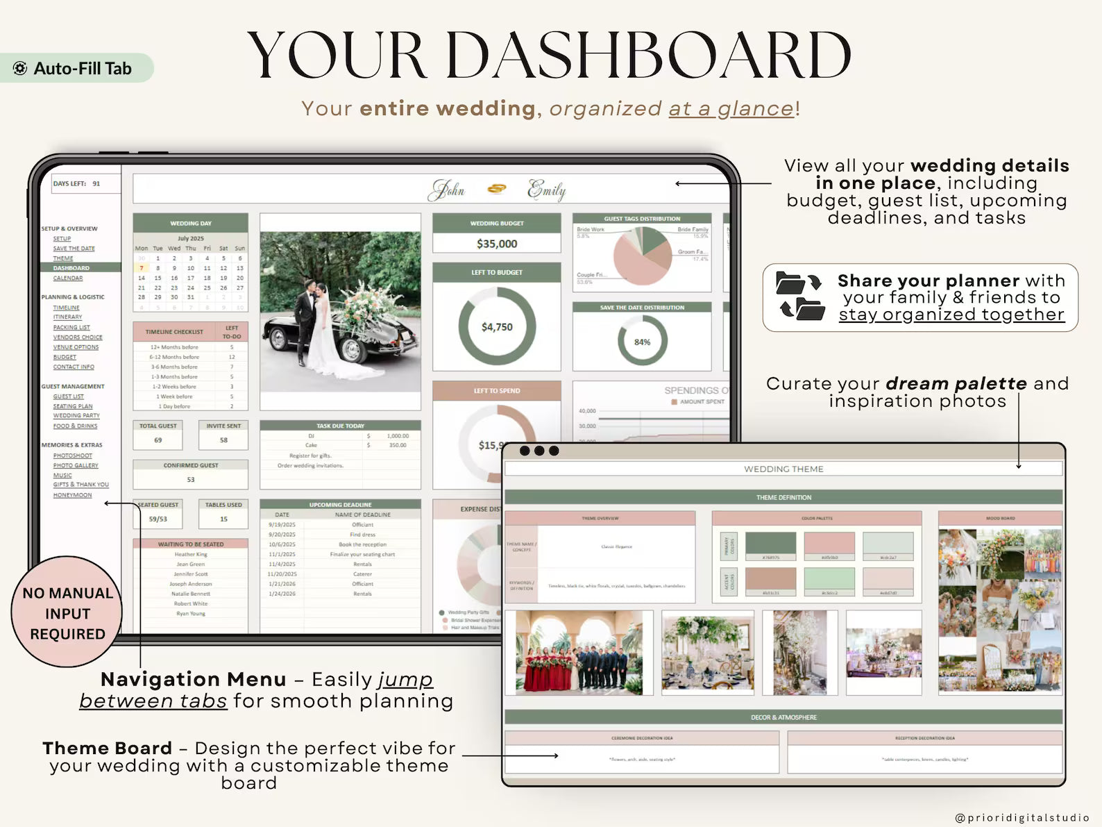 The Ultimate Wedding Planner | Complete Wedding Planning Spreadsheet & Digital Organizer