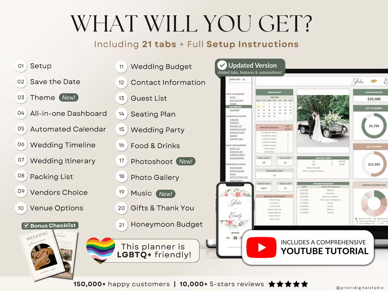 The Ultimate Wedding Planner | Complete Wedding Planning Spreadsheet & Digital Organizer