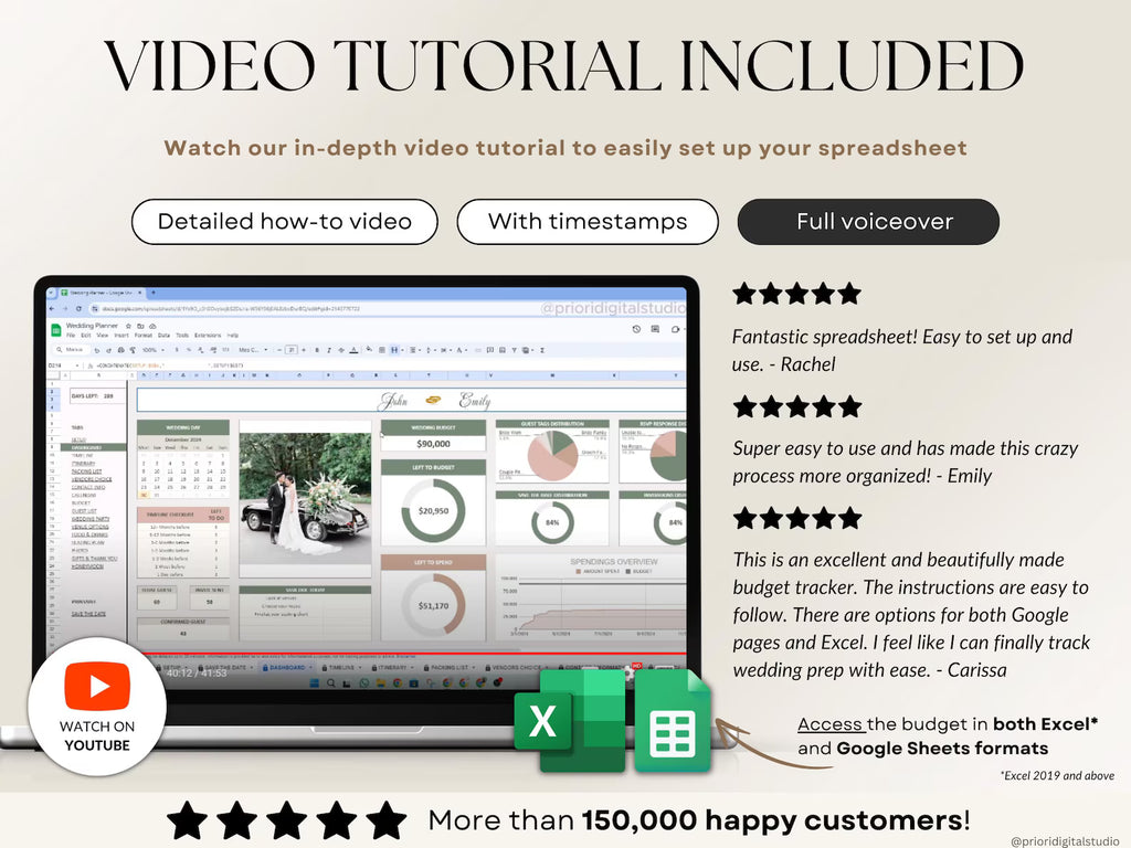 The Ultimate Wedding Planner | Complete Wedding Planning Spreadsheet & Digital Organizer