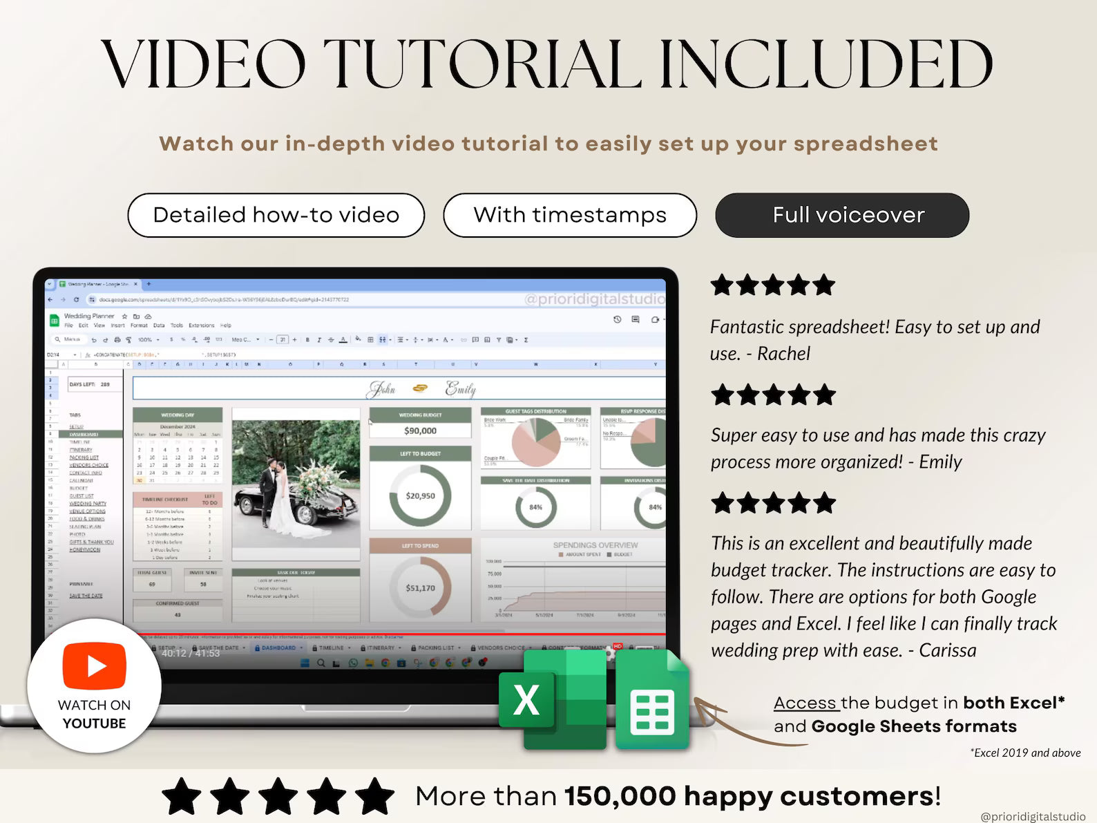 The Ultimate Wedding Planner | Complete Wedding Planning Spreadsheet & Digital Organizer