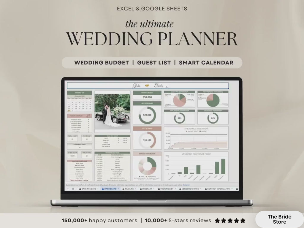 The Ultimate Wedding Planner | Complete Wedding Planning Spreadsheet & Digital Organizer